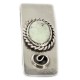 Handmade Certified Authentic Navajo Nickel and .925 Sterling Silver Natural Gaspeite Native American Money Clip 11249-3
