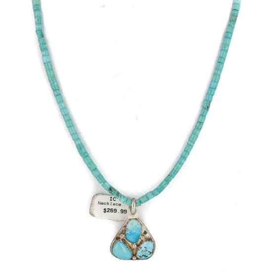 Handmade Navajo Sterling Silver Natural Turquoise Necklace NB151217234234 Handmade Navajo Sterling Silver Natural Turquoise Necklace NB151217234234