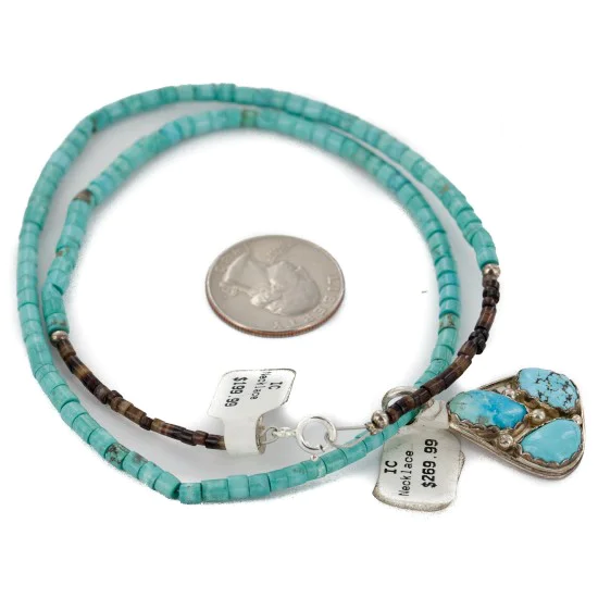 Handmade Navajo Sterling Silver Natural Turquoise Necklace NB151217234234 Handmade Navajo Sterling Silver Natural Turquoise Necklace NB151217234234
