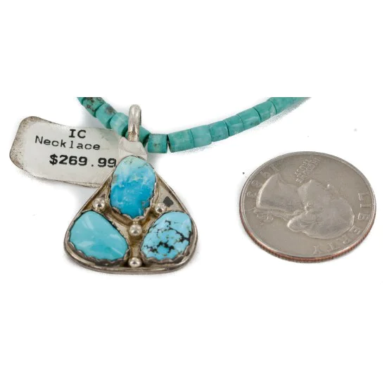 Handmade Navajo Sterling Silver Natural Turquoise Necklace NB151217234234 Handmade Navajo Sterling Silver Natural Turquoise Necklace NB151217234234