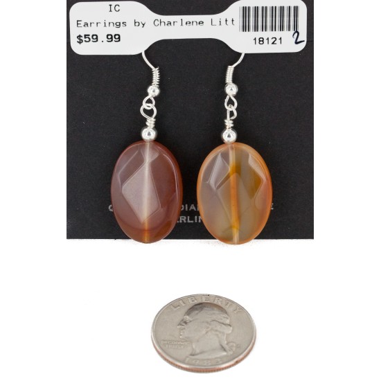 Certified Authentic Navajo .925 Sterling Silver Hooks Natural Carnelian Dangle Native American Earrings 18121-5 All Products NB151211032728 18121-5 (by LomaSiiva)