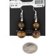 Certified Authentic Navajo .925 Sterling Silver Hooks Natural Tigers Eye Dangle Native American Earrings 18120-2