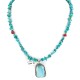 .925 Sterling Silver Certified Authentic Navajo Turquoise Coral Native American Necklace 14296-2-1577