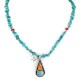 .925 Sterling Silver Certified Authentic Navajo Natural Turquoise Spiny Oyster Coral Native American Necklace  14863-14-15222