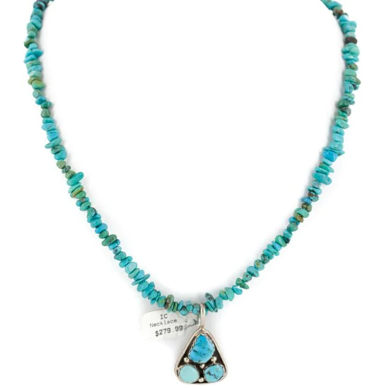 .925 Sterling Silver Navajo Certified Authentic Turquoise Native American Necklace 15215-1577 .925 Sterling Silver Navajo Certified Authentic Turquoise Native American Necklace 15215-1577