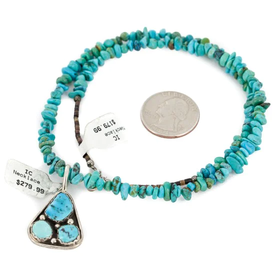 .925 Sterling Silver Navajo Certified Authentic Turquoise Native American Necklace 15215-1577 .925 Sterling Silver Navajo Certified Authentic Turquoise Native American Necklace 15215-1577