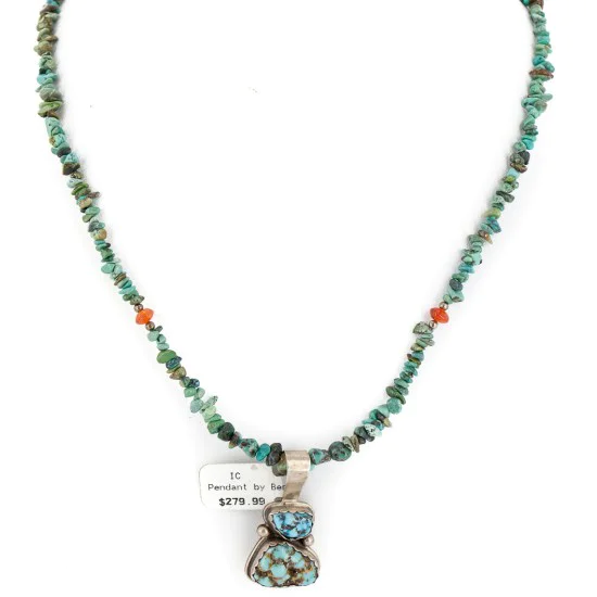 .925 Sterling Silver Navajo Certified Authentic Turquoise Pink Quartz Native American Necklace 15029-15794-5 .925 Sterling Silver Navajo Certified Authentic Turquoise Pink Quartz Native American Necklace 15029-15794-5