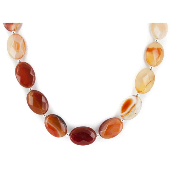 Navajo Nickel Natural Carnelian Necklace 25289-2