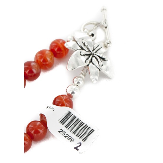Navajo Nickel Natural Carnelian Necklace 25289-2