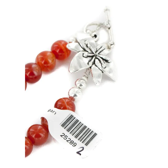 Navajo Nickel Natural Carnelian Necklace 25289-2