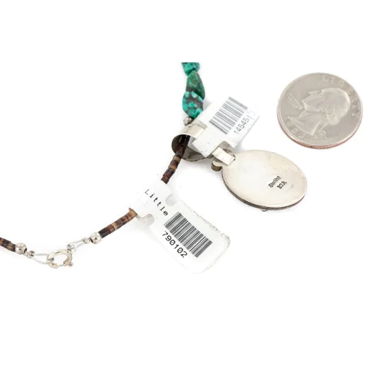 .925 Sterling Silver Certified Authentic Navajo Natural Turquoise Spiny Oyster Black Onyx Native American Necklace 15018-5-15781 .925 Sterling Silver Certified Authentic Navajo Natural Turquoise Spiny Oyster Black Onyx Native American Necklace 15018-5-15781