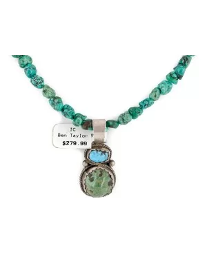 .925 Sterling Silver Certified Authentic Navajo Natural and and Spiderweb Turquoise Quartz Native American Necklace 14545-13-15781 .925 Sterling Silver Certified Authentic Navajo Natural and and Spiderweb Turquoise Quartz Native American Necklace 14545-13-15781