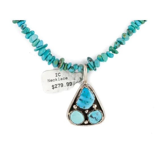 .925 Sterling Silver Navajo Certified Authentic Turquoise Native American Necklace 15215-1577 .925 Sterling Silver Navajo Certified Authentic Turquoise Native American Necklace 15215-1577