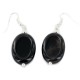 Certified Authentic Navajo .925 Sterling Silver Hooks Dangle Natural Black Onyx Native American Earrings 18119-1