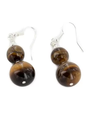 Certified Authentic Navajo .925 Sterling Silver Hooks Natural Tigers Eye Dangle Native American Earrings 18120-2