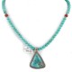 .925 Sterling Silver Certified Authentic Navajo Natural Turquoise and Coral Native American Necklace 15003-9-15222