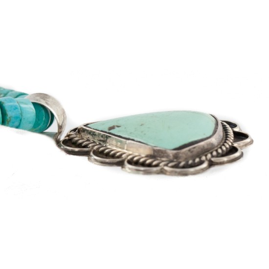 .925 Sterling Silver Certified Authentic Navajo Natural Turquoise Native American Necklace 14798-5-15398 .925 Sterling Silver Certified Authentic Navajo Natural Turquoise Native American Necklace 14798-5-15398