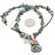 .925 Sterling Silver Certified Authentic Navajo Natural Spiderweb and Turquoise Spiny Oyster Native American Necklace 740104-49-102247
