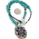 .925 Sterling Silver Certified Authentic Navajo Natural Spiderweb Turquoise Purple Spiny Oyster Native American Necklace 15608-15370