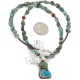 .925 Sterling Silver Certified Authentic Navajo Turquoise Coral Native American Necklace 14545-20-14949
