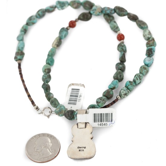 .925 Sterling Silver Navajo Turquoise Coral Necklace NB151210215816
