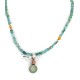 .925 Sterling Silver Certified Authentic Navajo Natural Turquoise Spiny Oyster Native American Necklace 14164-13-15781