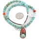 .925 Sterling Silver Certified Authentic Navajo Natural Turquoise Spiny Oyster Coral Native American Necklace 15017-27-1577