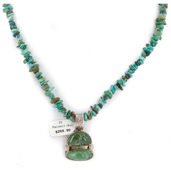 .925 Sterling Silver Navajo Turquoise Necklace 740111-15929-10 .925 Sterling Silver Navajo Turquoise Necklace 740111-15929-10