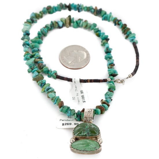 .925 Sterling Silver Navajo Turquoise Necklace 740111-15929-10 .925 Sterling Silver Navajo Turquoise Necklace 740111-15929-10