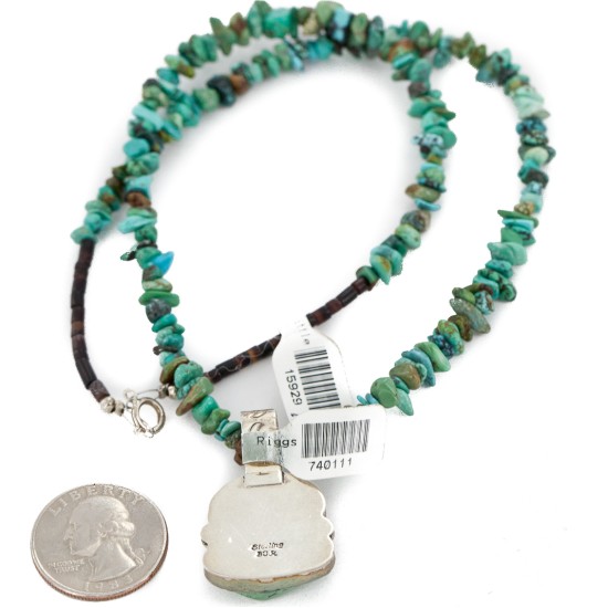 .925 Sterling Silver Navajo Turquoise Necklace 740111-15929-10 .925 Sterling Silver Navajo Turquoise Necklace 740111-15929-10