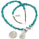.925 Sterling Silver Certified Authentic Navajo Turquoise Native American Necklace 14476-6-15393
