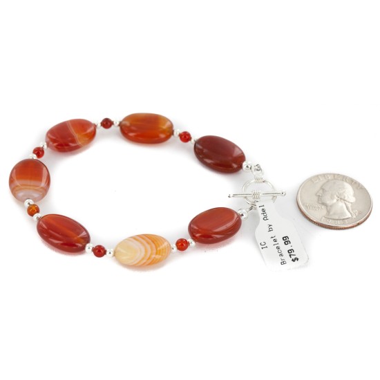 Certified Authentic Navajo Nickel Natural Carnelian Native American Bracelet 12931-2 Certified Authentic Navajo Nickel Natural Carnelian Native American Bracelet 12931-2
