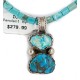 .925 Sterling Silver Certified Authentic Navajo Natural Turquoise Native American Necklace 14297-12-15762