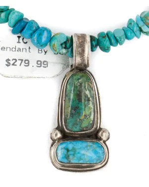 .925 Sterling Silver Certified Authentic Navajo Turquoise Native American Necklace 14476-6-15393 .925 Sterling Silver Certified Authentic Navajo Turquoise Native American Necklace 14476-6-15393