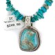 .925 Sterling Silver Navajo Certified Authentic Natural Turquoise Native American Necklace 14807-20-15222