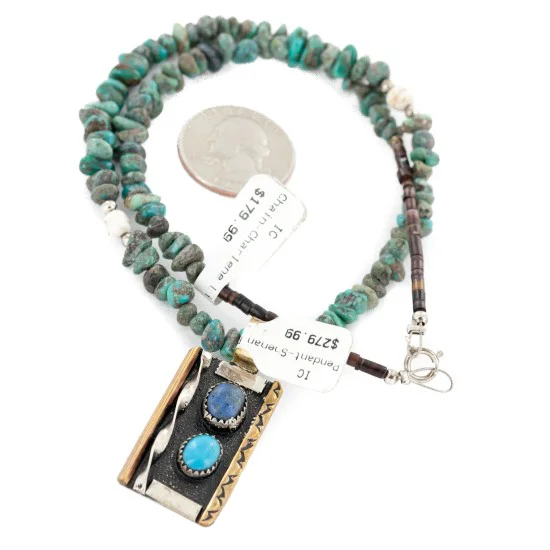 12kt Gold Filled .925 Sterling Silver Handmade Certified Authentic Navajo White and Turquoise Lapis Native American Necklace 24150-15956-3 12kt Gold Filled .925 Sterling Silver Handmade Certified Authentic Navajo White and Turquoise Lapis Native American Necklace 24150-15956-3