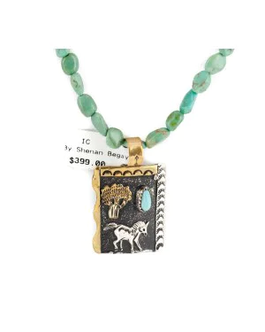 12kt Gold Filled .925 Sterling Silver Storyteller Handmade Certified Authentic Navajo Turquoise Lapis Native American Necklace 14456-5 12kt Gold Filled .925 Sterling Silver Storyteller Handmade Certified Authentic Navajo Turquoise Lapis Native American Necklace 14456-5