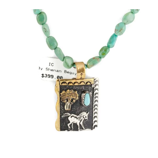 12kt Gold Filled .925 Sterling Silver Storyteller Handmade Certified Authentic Navajo Turquoise Lapis Native American Necklace 14456-5 12kt Gold Filled .925 Sterling Silver Storyteller Handmade Certified Authentic Navajo Turquoise Lapis Native American Necklace 14456-5