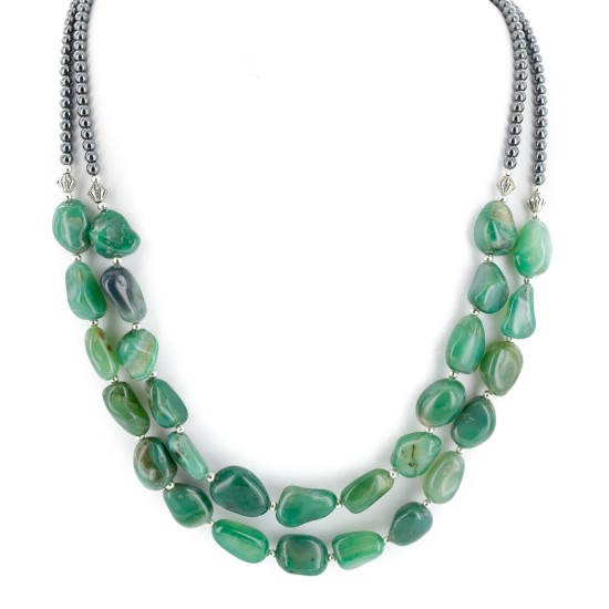 2 Strand Certified Authentic .925 Stering Silver Navajo Natural Jade Hematite Native American Necklace 17016 2 Strand Certified Authentic .925 Stering Silver Navajo Natural Jade Hematite Native American Necklace 17016
