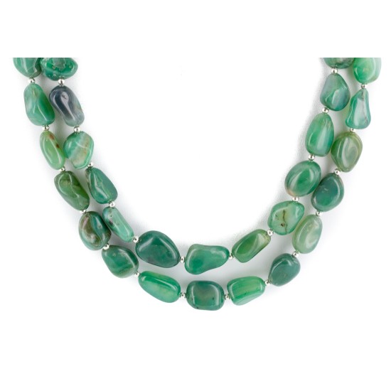 2 Strand Certified Authentic .925 Stering Silver Navajo Natural Jade Hematite Native American Necklace 17016 2 Strand Certified Authentic .925 Stering Silver Navajo Natural Jade Hematite Native American Necklace 17016