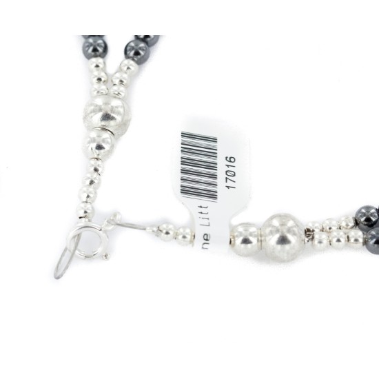 2 Strand Certified Authentic .925 Stering Silver Navajo Natural Jade Hematite Native American Necklace 17016 2 Strand Certified Authentic .925 Stering Silver Navajo Natural Jade Hematite Native American Necklace 17016