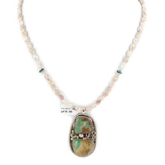 .925 Sterling Silver Navajo Certified Authentic White Howlite Native American Necklace 12926-4-25289 .925 Sterling Silver Navajo Certified Authentic White Howlite Native American Necklace 12926-4-25289