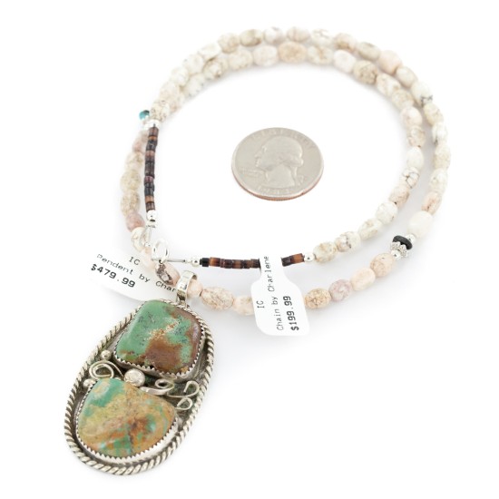.925 Sterling Silver Navajo Certified Authentic White Howlite Native American Necklace 12926-4-25289 .925 Sterling Silver Navajo Certified Authentic White Howlite Native American Necklace 12926-4-25289