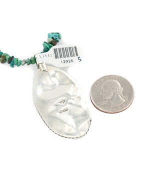 .925 Sterling Silver Navajo Certified Authentic Turquoise Native American Necklace 12926-5 .925 Sterling Silver Navajo Certified Authentic Turquoise Native American Necklace 12926-5