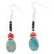 Certified Authentic Navajo .925 Sterling Silver Hooks Dangle Natural Turquoise Coral Native American Earrings 18106-15 All Products NB151215022111 18106-15 (by LomaSiiva)