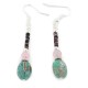 Certified Authentic Navajo .925 Sterling Silver Hooks Dangle Natural Turquoise Pink Quartz Native American Earrings 18106-10
