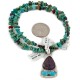 .925 Sterling Silver Certified Authentic Navajo Natural Turquoise Sugilite Native American Necklace 24410-1-25289