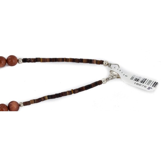 Vintage Style Buffalo Nickel and .925 Sterling Silver Handmade Certified Authentic Navajo Natural Turquoise Goldstone Native American Necklace 24412-2-16076-8 Vintage Style Buffalo Nickel and .925 Sterling Silver Handmade Certified Authentic Navajo Natural Turquoise Goldstone Native American Necklace 24412-2-16076-8