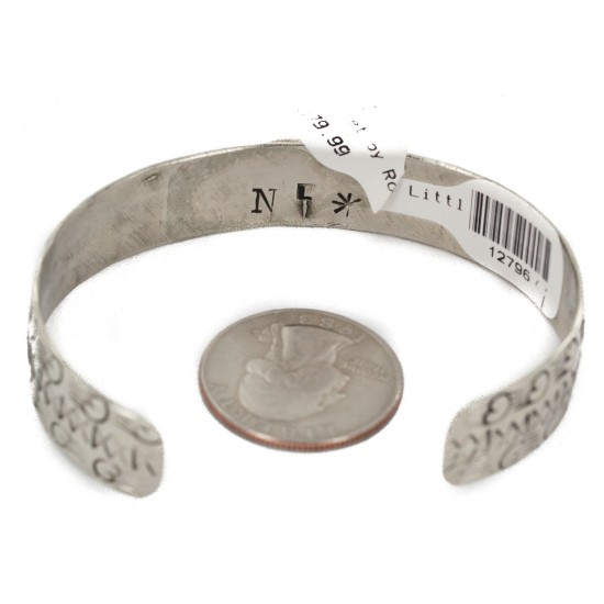 Handmade Certified Authentic Navajo Nickel Natural Turquoise Native American Bracelet 12796-92 Handmade Certified Authentic Navajo Nickel Natural Turquoise Native American Bracelet 12796-92