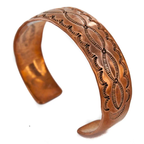 Navajo Handmade Certified Authentic Pure Copper Native American Bracelet 12485-29